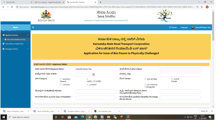 Concessional PassesDisabled People Karnataka bus pass